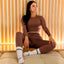 SET LEGGINGS/TOP-BUSO BROWN MIRROR