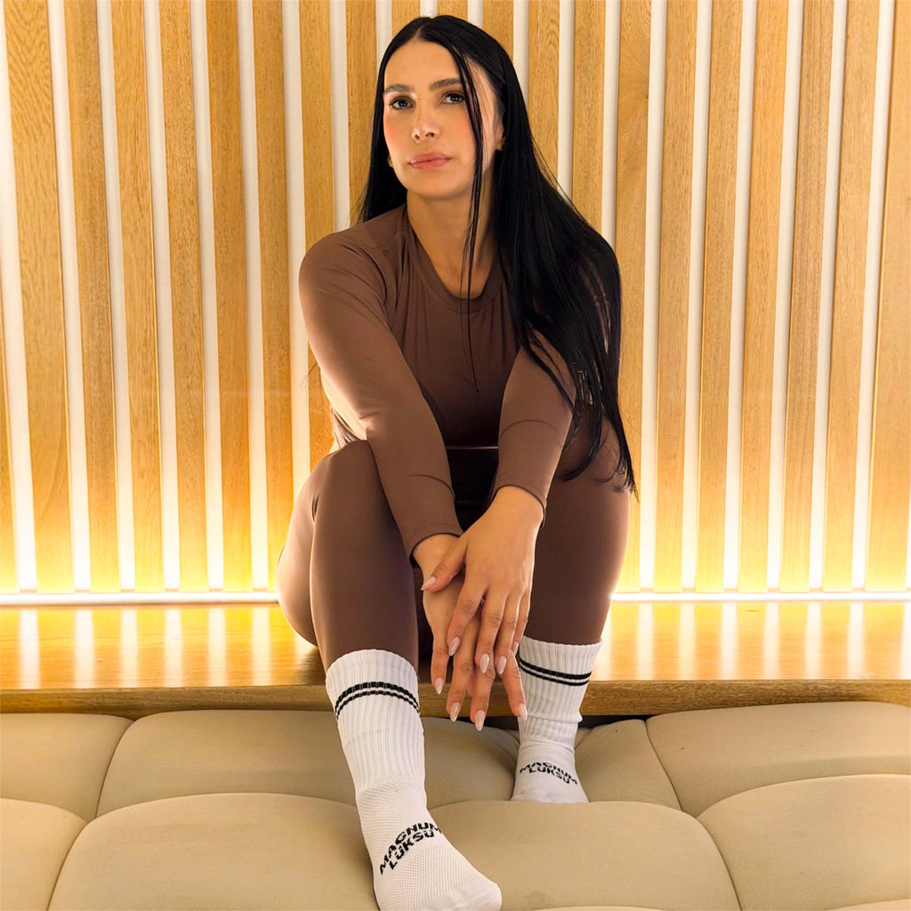 SET LEGGINGS/TOP-BUSO BROWN MIRROR