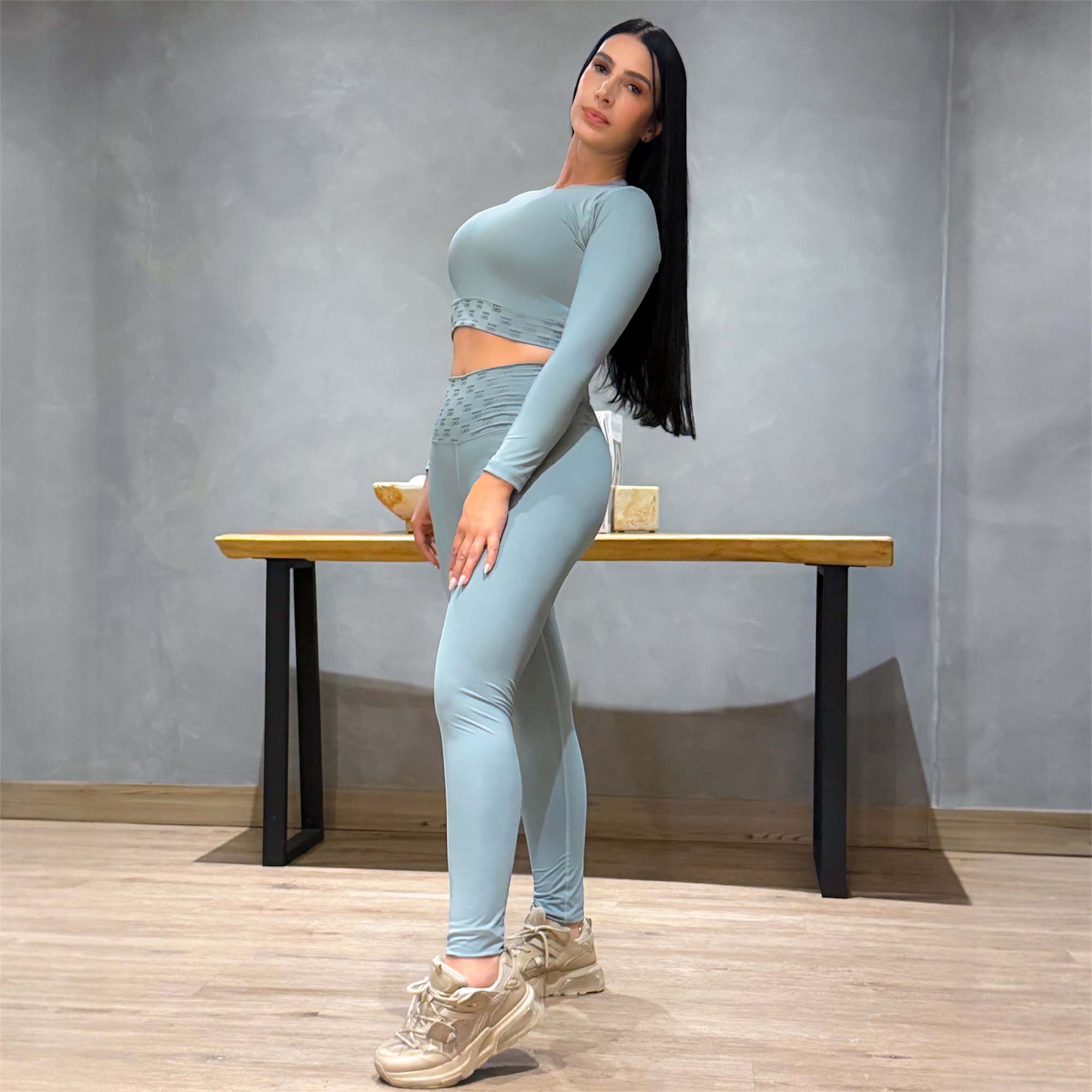 SET LEGGINGS/TOP-SHIRT GREEN APPLE MIRROR