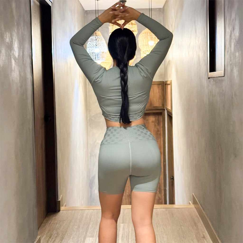 SET SHORT/TOP-BLOUSE GREEN APPLE MIRROR