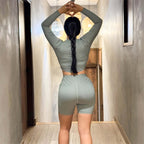 SET SHORT/TOP-BLOUSE GREEN APPLE MIRROR